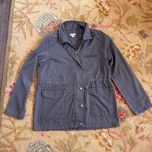 Abound Gray Utility Jacket Zip Front Snap Pockets Drawstring Waist Cotton M